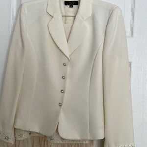 Tahari ASL Ivory Blazer with Embellished Buttons
